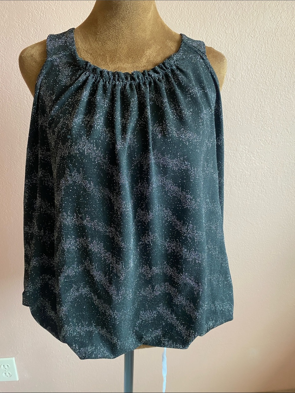 ANTHROPOLOGIE Dark Teal Sleeveless Gathered Neck Camisole